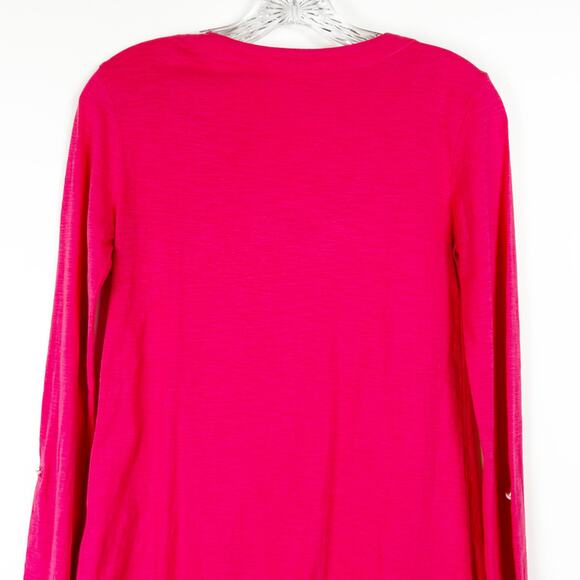 Lilly Pulitzer Eliana Tunic Top Coral/White Beaded Roll Sleeves Womens Size XS - Picture 9 of 12